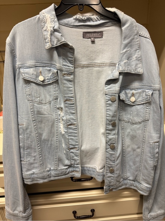 Just USA Jackets & Blazers - Just USA Light Wash Distressed Denim Jacket